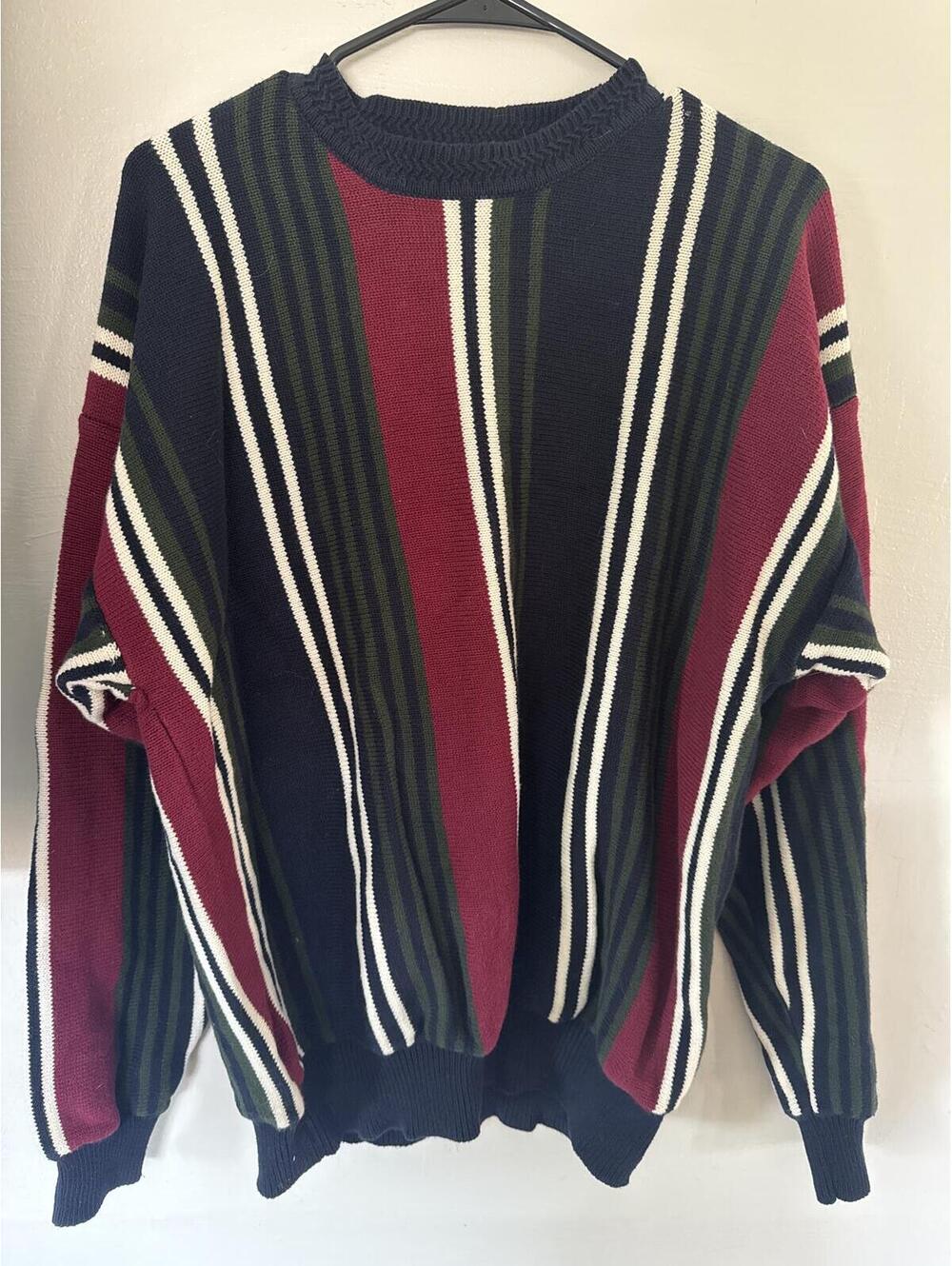 Woods & Gray Vintage 90s Colorblock Stripe Knit Crewneck Sweater L